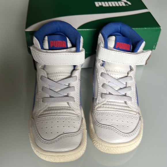 PUMA RALPH SAMPSON MID V - 6C TODDLER RED WHITE BLUE GOLD STRETCH LACES HIGH TOP - Picture 5 of 9
